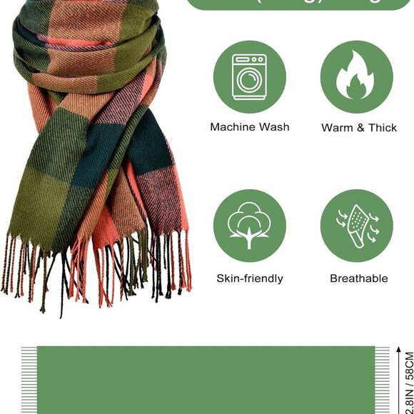 Scarf for Women - Women's Fall Winter Scarfs, Classical Scottish Checked Long Sh - Picture 3 of 9